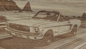 Mustang on Wooden Plaque